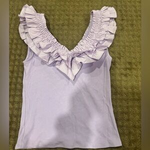 Express Lavender Ruffled Off the Shoulder top